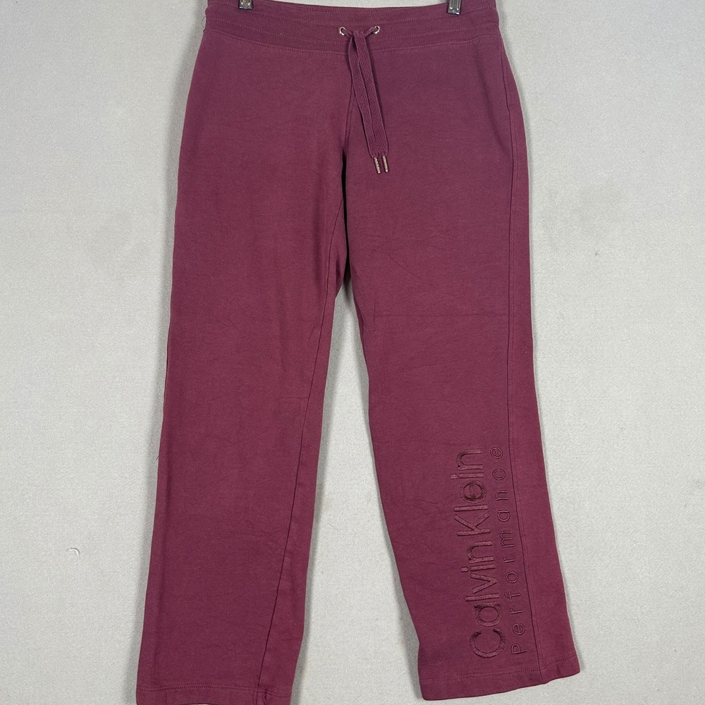 Calvin Klein Sweatpants Womens Medium Performance Burgundy Straight Leg Athletic